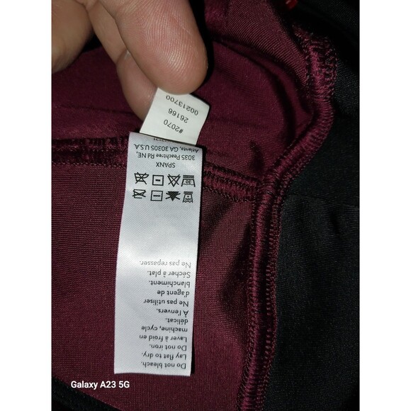 Spanx Womens Leggings Medium Burgundy Velvet High Waist Stretch Casual Slimming - Picture 4 of 5